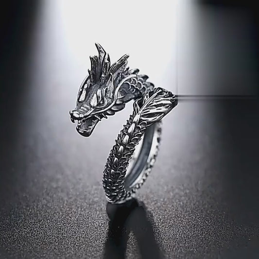 Silver Adjustable Dragon Ring (Pack of 2)